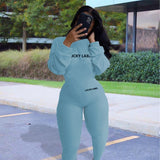 Autumn Knitted Lucky Label Embroidery Long Sleeve Jumpsuit Women Active Ribbed Slash Neck Romper One Piece Overall