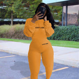 Autumn Knitted Lucky Label Embroidery Long Sleeve Jumpsuit Women Active Ribbed Slash Neck Romper One Piece Overall
