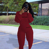 Autumn Knitted Lucky Label Embroidery Long Sleeve Jumpsuit Women Active Ribbed Slash Neck Romper One Piece Overall