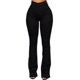 2021 Fashion High Waist Denim Pants For Women Casual Ladies Pockets Jeans Spring Long Blue Denim Trouser Mujer Plus