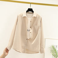 Spring Shirts Women Corduroy Blouses Loose Long Sleeve Solid Lady Tops Casual Outwear Female Clothes Autumn Jacket