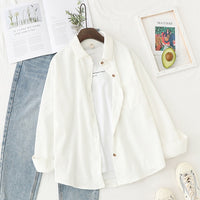 Spring Shirts Women Corduroy Blouses Loose Long Sleeve Solid Lady Tops Casual Outwear Female Clothes Autumn Jacket