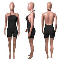 HAOYUAN Sexy Knitted Halter Bodycon Playsuit Backless Shorts Rompers for Women Summer Clothing Rib One Piece Night Party Outfits