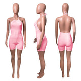 HAOYUAN Sexy Knitted Halter Bodycon Playsuit Backless Shorts Rompers for Women Summer Clothing Rib One Piece Night Party Outfits