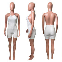 HAOYUAN Sexy Knitted Halter Bodycon Playsuit Backless Shorts Rompers for Women Summer Clothing Rib One Piece Night Party Outfits