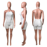 HAOYUAN Sexy Knitted Halter Bodycon Playsuit Backless Shorts Rompers for Women Summer Clothing Rib One Piece Night Party Outfits