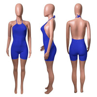 HAOYUAN Sexy Knitted Halter Bodycon Playsuit Backless Shorts Rompers for Women Summer Clothing Rib One Piece Night Party Outfits