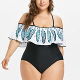 Summer Brazilian Bikini 2021 Sexy Women One Piece Padded Swimwear Plus Size Feather Swimsuit Bikini Tankini