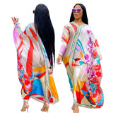 2021 Boubou Africain Femme African Print Dashiki Clothes Plus Size Women Dress Batwing Sleeve Ankara Dresses Girl Party Dress