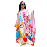 2021 Boubou Africain Femme African Print Dashiki Clothes Plus Size Women Dress Batwing Sleeve Ankara Dresses Girl Party Dress