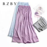Wide leg pants  Silk pants Women Summer Trousers Wide Leg Loose Pants Ankle Length Pants Casual trouser Elastic Waist RZBY110