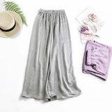 Wide leg pants  Silk pants Women Summer Trousers Wide Leg Loose Pants Ankle Length Pants Casual trouser Elastic Waist RZBY110