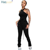 HAOYUAN Sexy Rompers Womens Jumpsuit Summer Fashion Clothes One Piece Club Outfits Off Shoulder Bodycon Stacked Leggings Pants