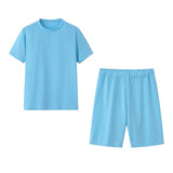 Fashing Solid Causal Two Piece Set Women Clothing Round Neck Long Sleeve T Shirt and Bodycon Biker Shorts Plus Size 2 Pcs Outfit