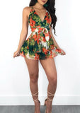 New Arrival Women Girls Fashion Floral Backless Holiday Mini Shorts Jumpsuit Summer Beach Rompers Dress
