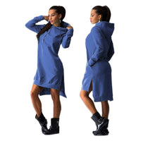Woman Sweatshirt Dress Hoodies Autumn Sports Casual Long Sleeve Split Sweatshirt Hooded Dress Women Casual Hooded Sweatshirt