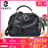 Zency Soft Genuine Leather Handbag Elegant Fashion Tassel Female Shoulder Bag Large Capacity Simple Casual Women Crossbody Bag