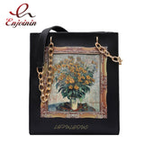 Black Oil Frame Design Pu Leather Crossbody Bag for Women Messenger Bag Ladies Purses and Handbags Female Shoulder Chain Bag