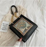 Black Oil Frame Design Pu Leather Crossbody Bag for Women Messenger Bag Ladies Purses and Handbags Female Shoulder Chain Bag