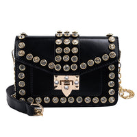 Rivet flip square bag 2021 summer new high quality PU leather Women designer handbag Diamond lock chain shoulder messenger bag