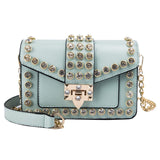 Rivet flip square bag 2021 summer new high quality PU leather Women designer handbag Diamond lock chain shoulder messenger bag