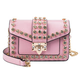 Rivet flip square bag 2021 summer new high quality PU leather Women designer handbag Diamond lock chain shoulder messenger bag