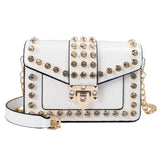 Rivet flip square bag 2021 summer new high quality PU leather Women designer handbag Diamond lock chain shoulder messenger bag