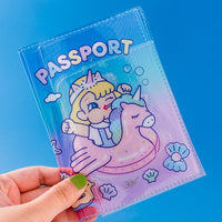 Cartoon Transparent PVC Passport Holder Girls Cute Passport Cover Airline ticket Clip ID Bank Card Holder