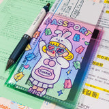 Cartoon Transparent PVC Passport Holder Girls Cute Passport Cover Airline ticket Clip ID Bank Card Holder