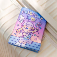 Cartoon Transparent PVC Passport Holder Girls Cute Passport Cover Airline ticket Clip ID Bank Card Holder
