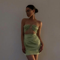 Cryptographic Fashion Summer Halter Sexy Backless Mini Dress Holiday Elegant Skinny Sleeveless Club Party Dresses Bodycon