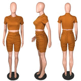 HAOYUAN Two Piece Set Summer Clothes for Women Tracksuit Short Sleeve Crop Top and Biker Shorts Matching Sets Sexy Club Outfits
