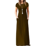 2021 Elegant Long Summer Dress Women Short Sleeve Maxi Dress Ladies Party Casual Dresses Female Robe Femme Green Red XXL