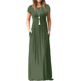 2021 Elegant Long Summer Dress Women Short Sleeve Maxi Dress Ladies Party Casual Dresses Female Robe Femme Green Red XXL