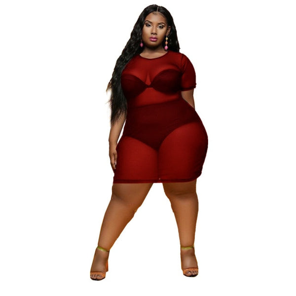 New Plus Size Clothing L-5XL Sexy Dresses for Women 2021 Wholesale Mesh See Through Maxi Dress Club Outfits Summer  Dropshipping