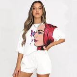 2021 Casual Outfits Two Piece Set Summer Clothes For Women Tracksuit Plus Size Top Biker Shorts Sweat Suits Matching Sets