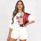 2021 Casual Outfits Two Piece Set Summer Clothes For Women Tracksuit Plus Size Top Biker Shorts Sweat Suits Matching Sets