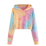 Fashion Women's Hoodie Tie dye Printed Patchwork Sweetshirts Long Sleeve Pullover Tops Plus Size Hoodies Women Clothing