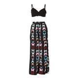 Two-Piece Suit Summer Women Boho Beach Style Print Underwear Loose Wide Leg Pants 2pcs Outfits Tracksuit Sets 2021