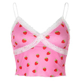PinkColor Tank Tops Halter Sleeveless Sling Crop Top Sexy Cute Sweet Girls Ladies Camis Y2K Aesthetic Corset Tops Women Clothing