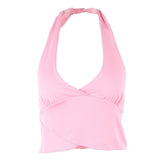 PinkColor Tank Tops Halter Sleeveless Sling Crop Top Sexy Cute Sweet Girls Ladies Camis Y2K Aesthetic Corset Tops Women Clothing
