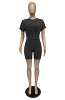 HAOYUAN Workout Two Piece Set Tracksuit Women Summer Corset Waist Crop Top Biker Shorts Sweat Suits Lounge Outfits Matching Sets