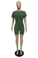 HAOYUAN Workout Two Piece Set Tracksuit Women Summer Corset Waist Crop Top Biker Shorts Sweat Suits Lounge Outfits Matching Sets
