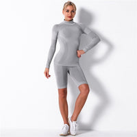 Fitness Sports Suits Two Piece Sets Seamless Yoga Leggings Sets Push Up Gym Sports Outfit Training Workout Sets Sportswear