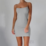 White Sexy Dress Women Spaghetti Strap Dresses Female High Waist Sheath Club Dress Short Summer 2019 Mini Sleeveless Vestidos