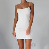 White Sexy Dress Women Spaghetti Strap Dresses Female High Waist Sheath Club Dress Short Summer 2019 Mini Sleeveless Vestidos