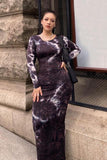 Colorful Long Sleeve O Neck Stretchy Long Dress 2021 Spring Autumn Women Solid Casual Elegant Robe Bodycon Maxi Dresses Vestidos