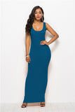 Colorful Long Sleeve O Neck Stretchy Long Dress 2021 Spring Autumn Women Solid Casual Elegant Robe Bodycon Maxi Dresses Vestidos