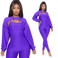 Joggers Women Set Plus Size Clothing Crop Top Jumpsuit Two Peice Set Stretch Sport Hollow Backless Casual Playsuit Overalls