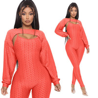 Joggers Women Set Plus Size Clothing Crop Top Jumpsuit Two Peice Set Stretch Sport Hollow Backless Casual Playsuit Overalls